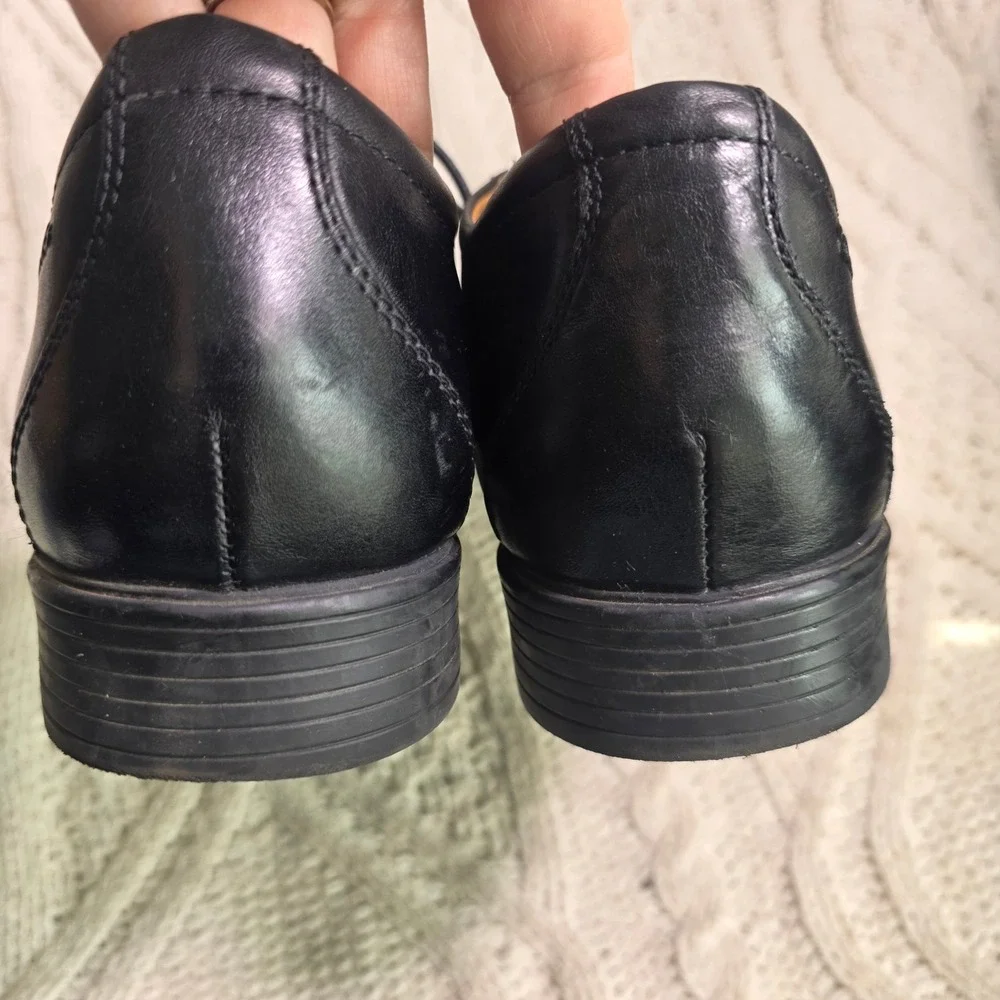 Clarks Whiddon Cap Toe Oxford Shoes Lace up Black Leather Mens 11 Pristine